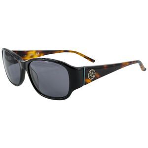 Guess GU7436 Womens Plastic Sunglass 01A Shiny Black 56-17 Gray Lenses w Case